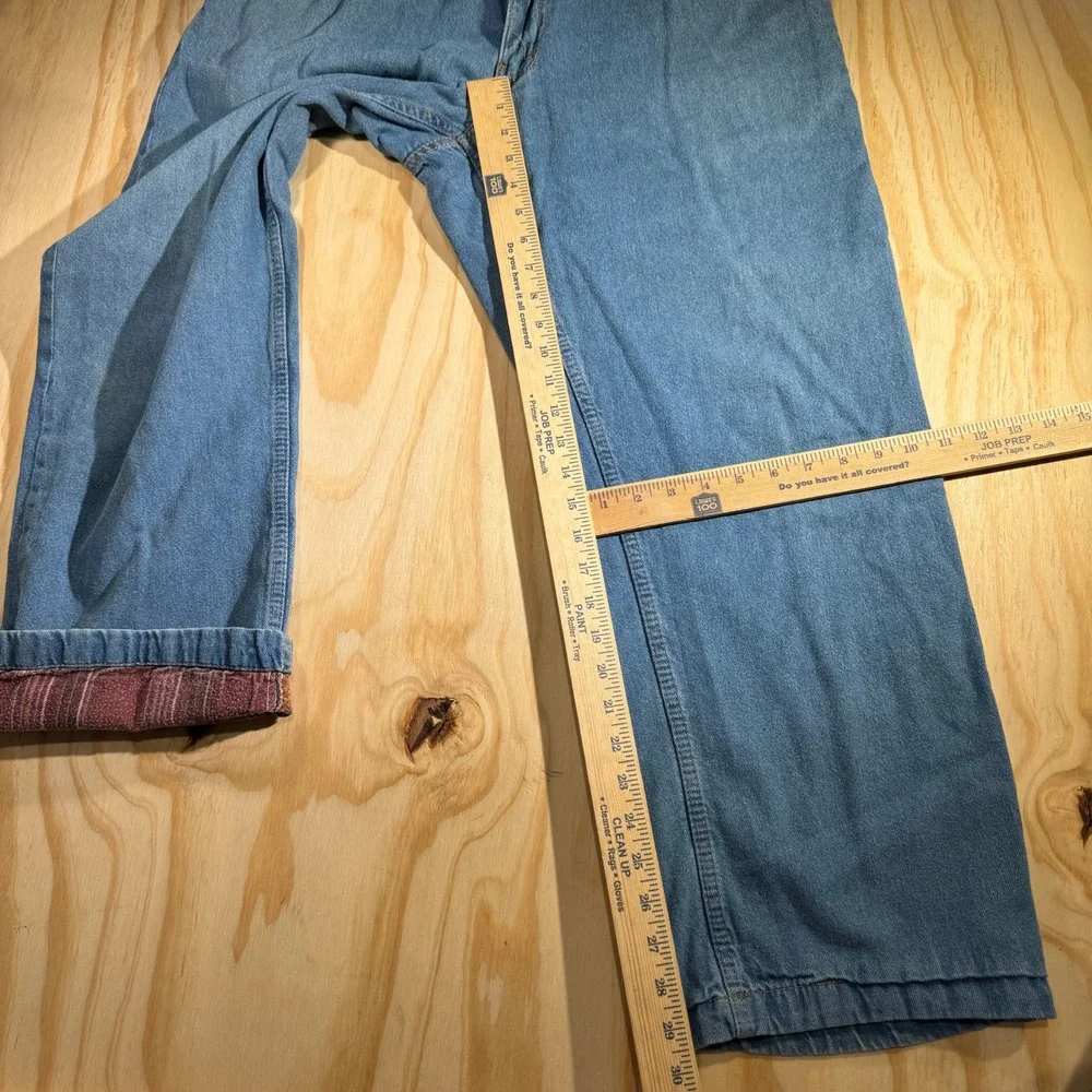 Haband's Ice House Men's Flannel Lined Elastic Waist Denim Jeans Blue Size 36